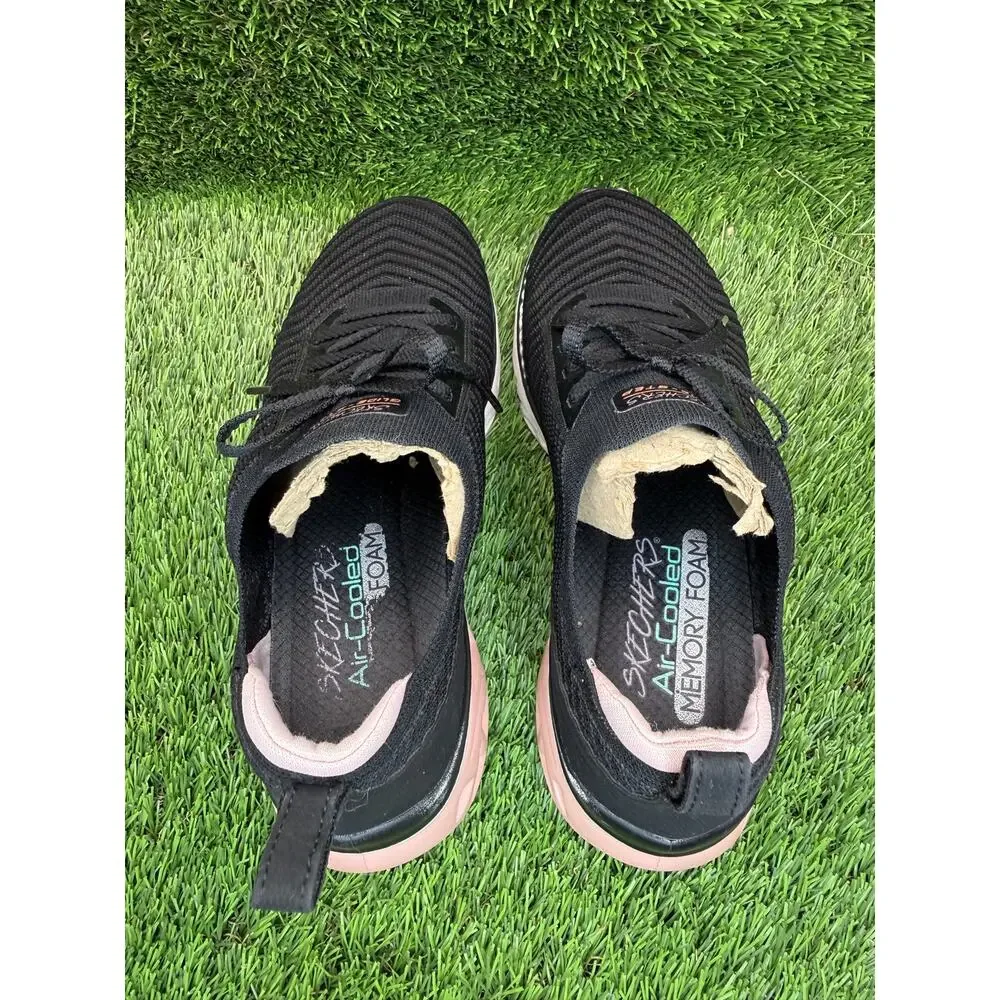 Skechers Glide-Step 149553-BKPK Athletic Sneaker Womens 8 Black Knit Gym Running